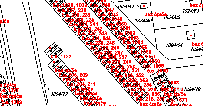 Pelhřimov 226,249 na parcele st. 1826/99 v KÚ Pelhřimov, Katastrální mapa