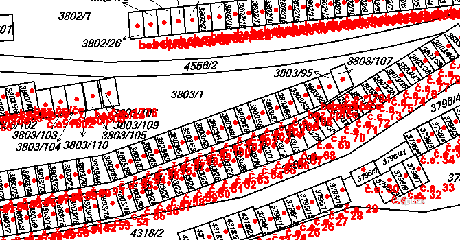Teplice 102 na parcele st. 3803/60 v KÚ Teplice, Katastrální mapa