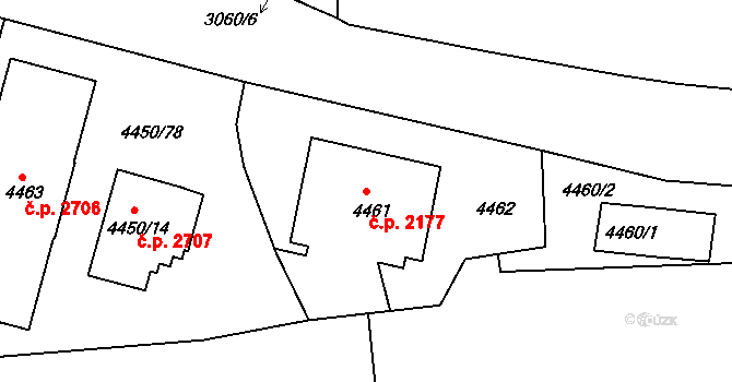 Žižkov 2177, Praha na parcele st. 4461 v KÚ Žižkov, Katastrální mapa