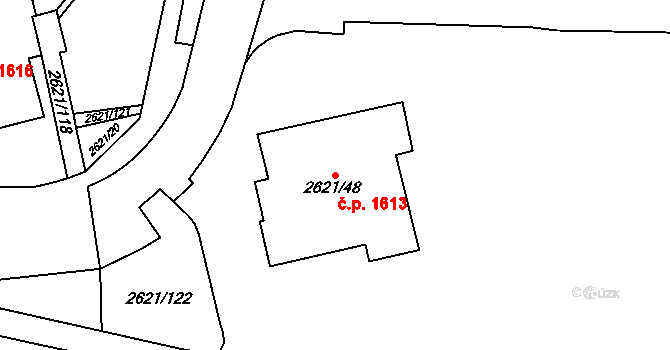 Kobylisy 1613, Praha na parcele st. 2621/48 v KÚ Kobylisy, Katastrální mapa