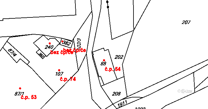 Libeč 54, Trutnov na parcele st. 88 v KÚ Libeč, Katastrální mapa