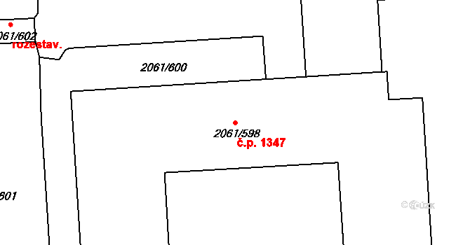 České Budějovice 2 1347, České Budějovice na parcele st. 2061/598 v KÚ České Budějovice 2, Katastrální mapa