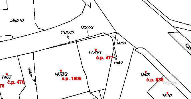 Bludovice 477, Havířov na parcele st. 1470/1 v KÚ Bludovice, Katastrální mapa