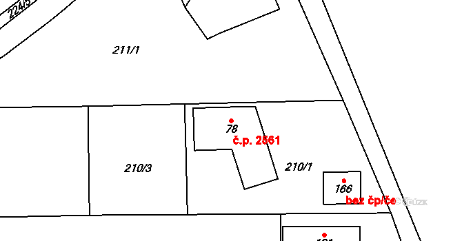 Dvůr Králové nad Labem 2561 na parcele st. 78 v KÚ Sylvárov, Katastrální mapa