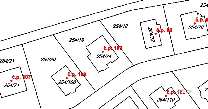 Honice 109, Stochov na parcele st. 254/84 v KÚ Honice, Katastrální mapa