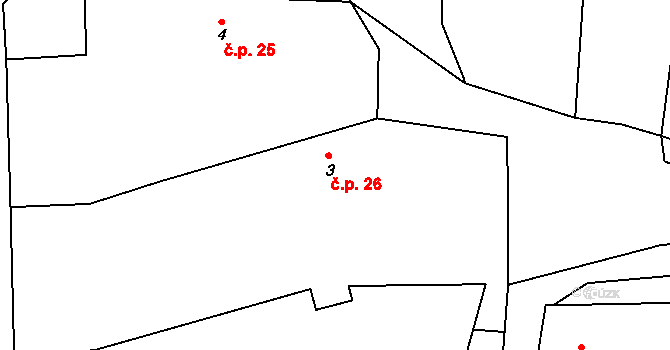 Čepice 26, Rabí na parcele st. 3 v KÚ Čepice, Katastrální mapa