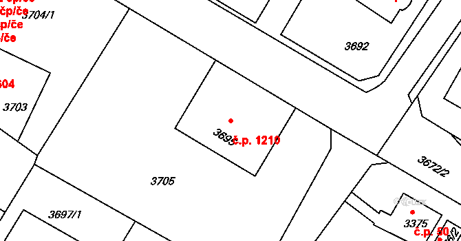 Předměstí 1210, Litoměřice na parcele st. 3695 v KÚ Litoměřice, Katastrální mapa
