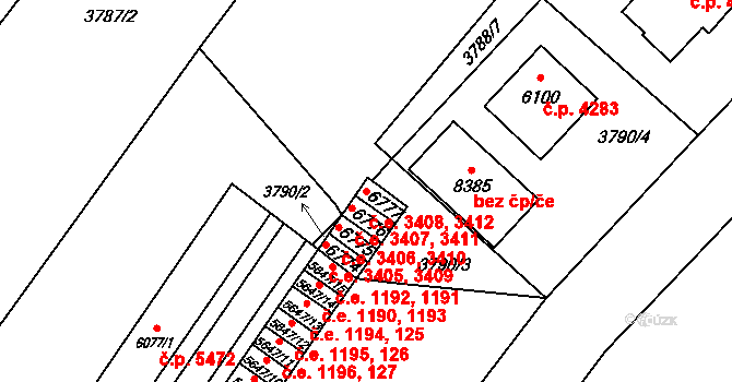 Zlín 3408,3412 na parcele st. 6777 v KÚ Zlín, Katastrální mapa