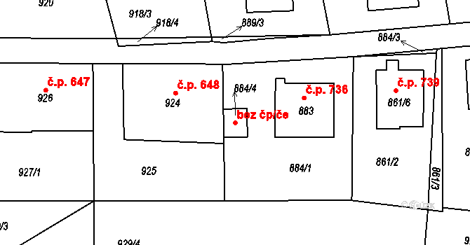 Bystřice nad Pernštejnem 38358344 na parcele st. 884/4 v KÚ Bystřice nad Pernštejnem, Katastrální mapa