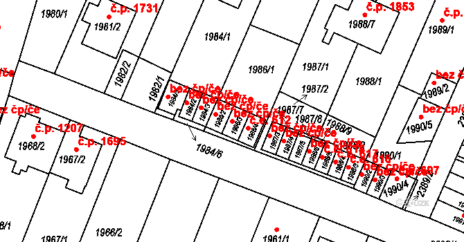 Teplice 42726344 na parcele st. 1986/3 v KÚ Teplice-Trnovany, Katastrální mapa