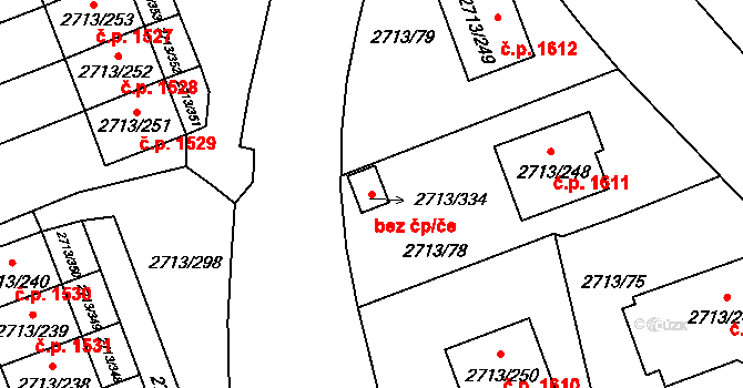 Pelhřimov 43241344 na parcele st. 2713/334 v KÚ Pelhřimov, Katastrální mapa