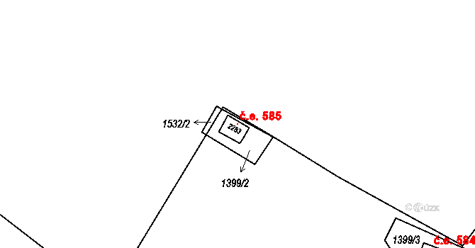 Úšovice 585, Mariánské Lázně na parcele st. 2283 v KÚ Úšovice, Katastrální mapa