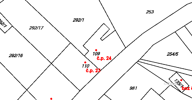 Dubová 24, Miřetice na parcele st. 109 v KÚ Havlovice u Miřetic, Katastrální mapa