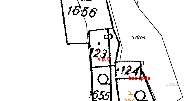 Zubří 9, Trhová Kamenice na parcele st. 123 v KÚ Trhová Kamenice, Katastrální mapa