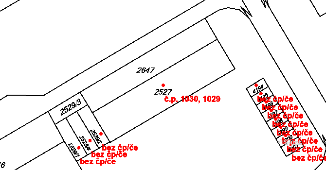 Beroun-Město 1029,1030, Beroun na parcele st. 2527 v KÚ Beroun, Katastrální mapa