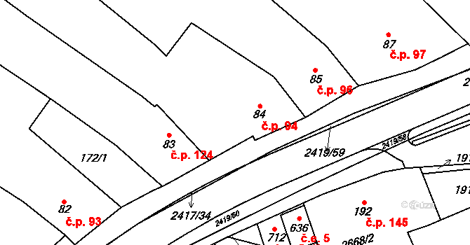 Klenčí pod Čerchovem 94 na parcele st. 84 v KÚ Klenčí pod Čerchovem, Katastrální mapa
