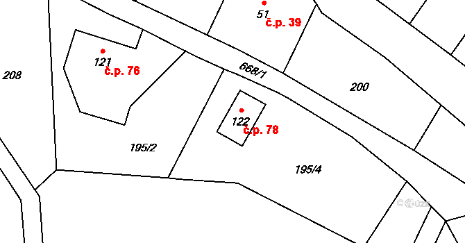 Lachov 78, Teplice nad Metují na parcele st. 122 v KÚ Lachov, Katastrální mapa