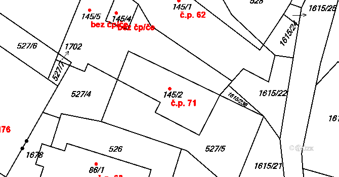 Horní Roveň 71, Dolní Roveň na parcele st. 145/2 v KÚ Horní Roveň, Katastrální mapa