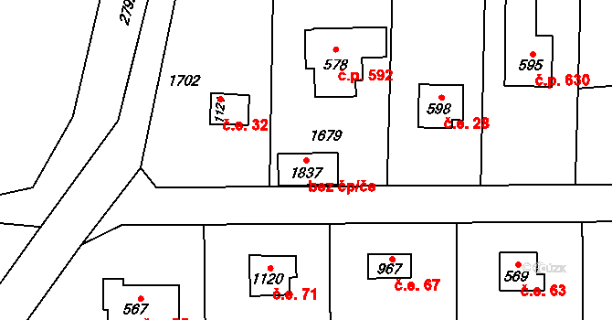 Čerčany 78859344 na parcele st. 1837 v KÚ Čerčany, Katastrální mapa