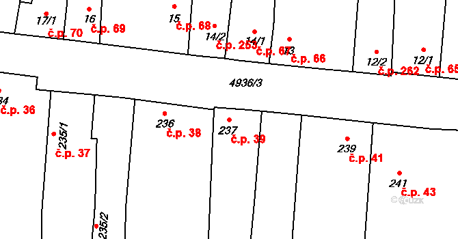 Černovice 39 na parcele st. 237 v KÚ Černovice u Tábora, Katastrální mapa