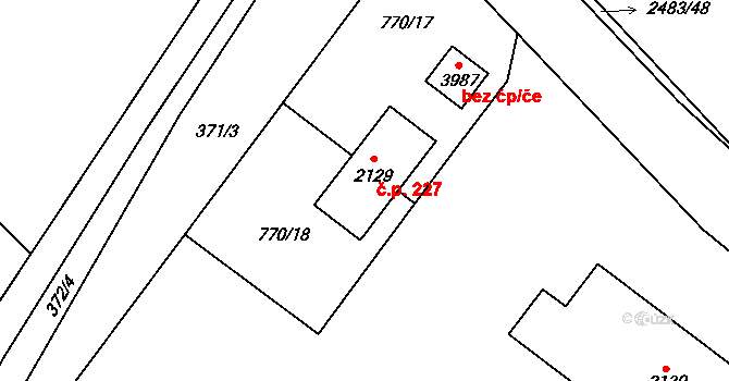 Humpolec 227 na parcele st. 2129 v KÚ Humpolec, Katastrální mapa