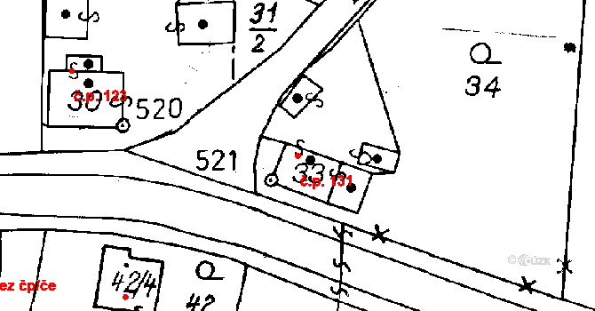Dolní Sekyřany 131, Heřmanova Huť na parcele st. 33 v KÚ Dolní Sekyřany, Katastrální mapa