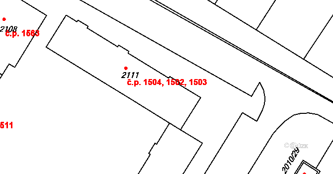 Bystřice pod Hostýnem 1502,1503,1504 na parcele st. 2111 v KÚ Bystřice pod Hostýnem, Katastrální mapa