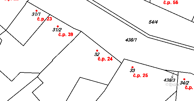 Tupec 24, Veselíčko na parcele st. 32 v KÚ Tupec, Katastrální mapa
