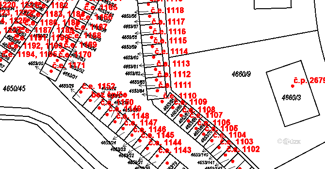 Jihlava 1112 na parcele st. 4653/63 v KÚ Jihlava, Katastrální mapa