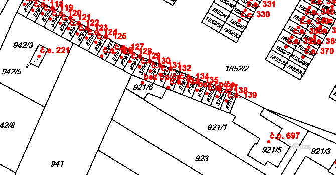 Hrušovany u Brna 133 na parcele st. 879/18 v KÚ Hrušovany u Brna, Katastrální mapa