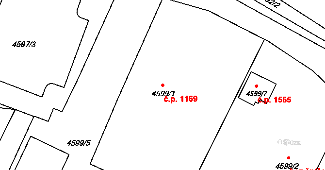 Bzenec 1169 na parcele st. 4599/1 v KÚ Bzenec, Katastrální mapa