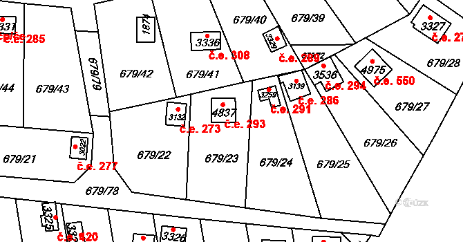 Blansko 293 na parcele st. 4837 v KÚ Blansko, Katastrální mapa