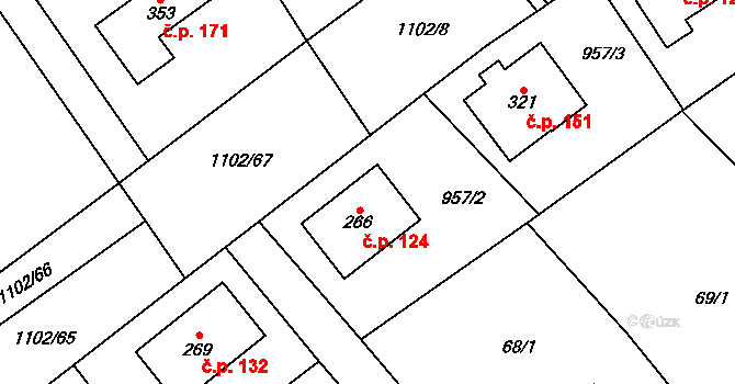 Rpety 124 na parcele st. 266 v KÚ Rpety, Katastrální mapa