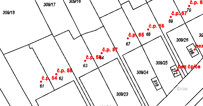 Moravská Chrastová 57, Brněnec na parcele st. 64 v KÚ Moravská Chrastová, Katastrální mapa