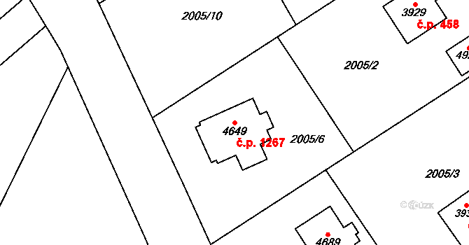 Žamberk 1267 na parcele st. 4649 v KÚ Žamberk, Katastrální mapa