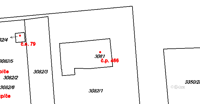 Dolní Lutyně 466 na parcele st. 3081 v KÚ Dolní Lutyně, Katastrální mapa