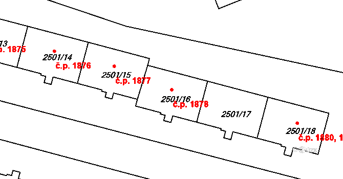 Sokolov 1878 na parcele st. 2501/16 v KÚ Sokolov, Katastrální mapa