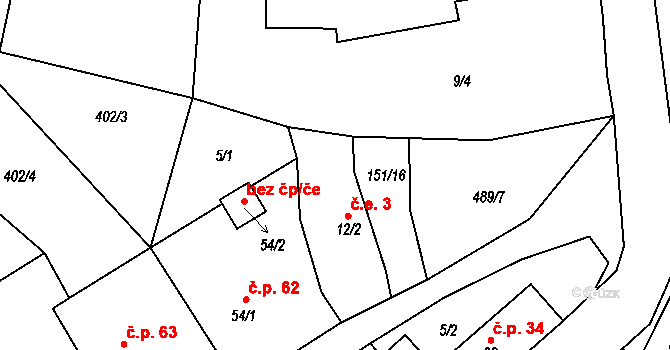 Zádub 118, Zádub-Závišín na parcele st. 12/2 v KÚ Zádub, Katastrální mapa