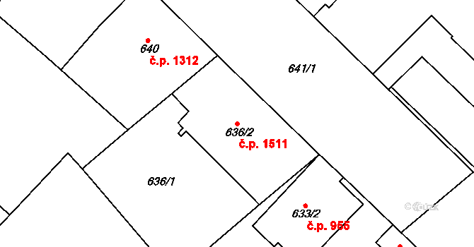 Holešovice 1511, Praha na parcele st. 636/2 v KÚ Holešovice, Katastrální mapa