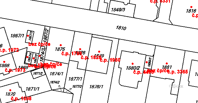 Chomutov 1960 na parcele st. 1879 v KÚ Chomutov I, Katastrální mapa