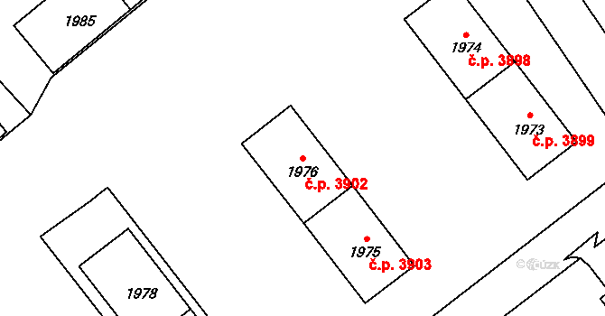 Chomutov 3902 na parcele st. 1976 v KÚ Chomutov I, Katastrální mapa