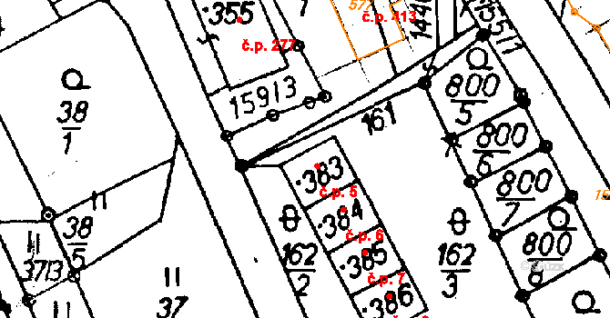 Jeřmanice 5 na parcele st. 383 v KÚ Jeřmanice, Katastrální mapa