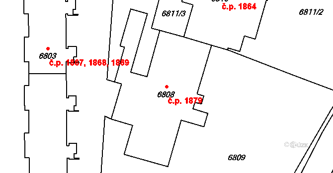 Vsetín 1879 na parcele st. 6808 v KÚ Vsetín, Katastrální mapa