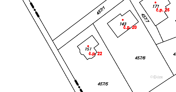 Nákle 22, Klešice na parcele st. 151 v KÚ Klešice, Katastrální mapa