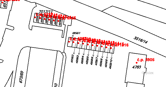 Zlín 1310 na parcele st. 4856/4 v KÚ Zlín, Katastrální mapa