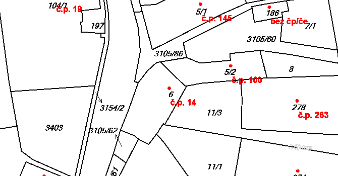 Sepekov 14 na parcele st. 6 v KÚ Sepekov, Katastrální mapa