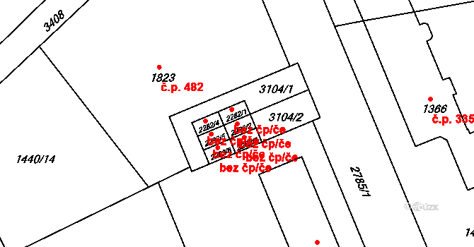 Chrudim 38048345 na parcele st. 2282/2 v KÚ Chrudim, Katastrální mapa