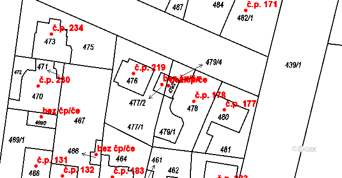 Praha 42451345 na parcele st. 479/2 v KÚ Čimice, Katastrální mapa