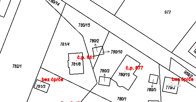 Proboštov 45118345 na parcele st. 780/2 v KÚ Proboštov u Teplic, Katastrální mapa