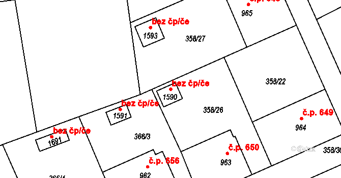 Pacov 45286345 na parcele st. 1590 v KÚ Pacov, Katastrální mapa